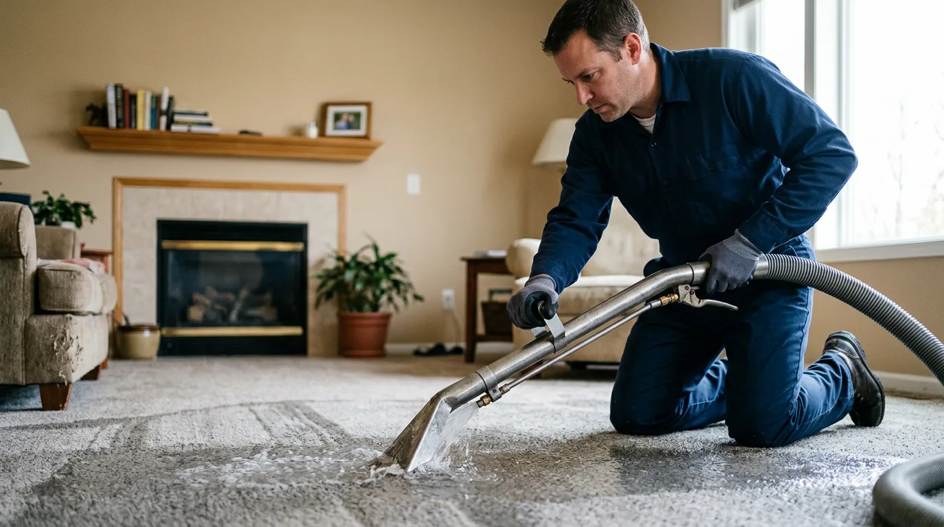 Water damage restoration technician working near Greenville, NH